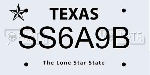 SS6A9B Texas License Plate