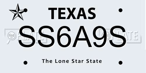 SS6A9S Texas License Plate