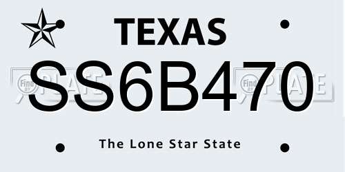 SS6B470 Texas License Plate