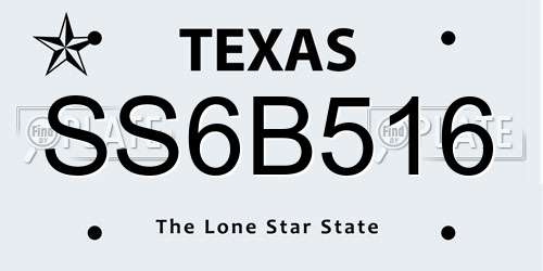 SS6B516 Texas License Plate