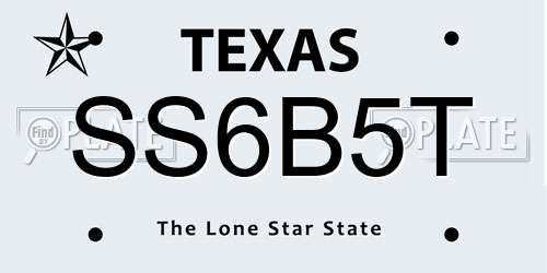 SS6B5T Texas License Plate
