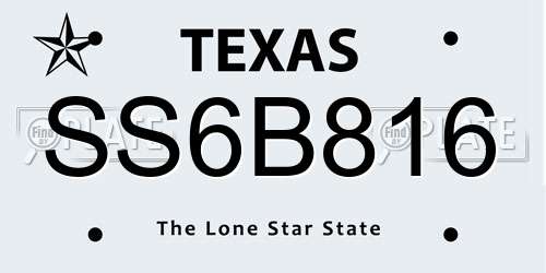 SS6B816 Texas License Plate