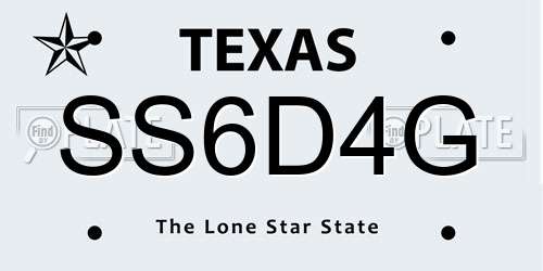 SS6D4G Texas License Plate