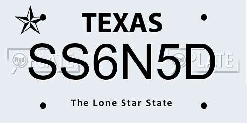 SS6N5D Texas License Plate