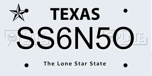 SS6N5O Texas License Plate