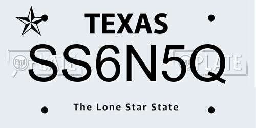 SS6N5Q Texas License Plate