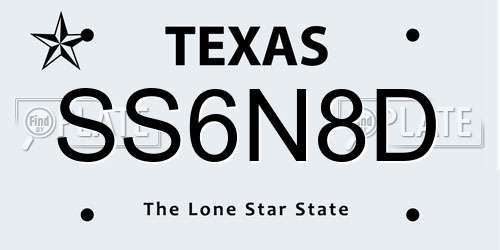SS6N8D Texas License Plate