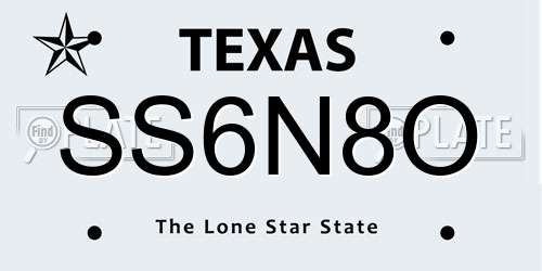 SS6N8O Texas License Plate