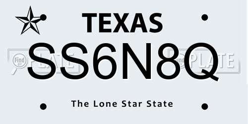 SS6N8Q Texas License Plate