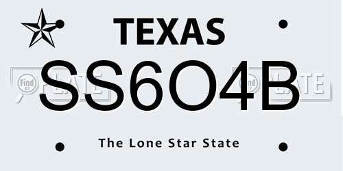 SS6O4B Texas License Plate