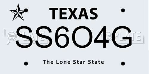SS6O4G Texas License Plate