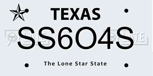 SS6O4S Texas License Plate