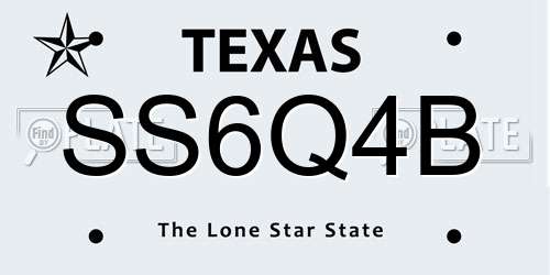 SS6Q4B Texas License Plate