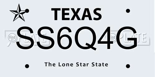 SS6Q4G Texas License Plate
