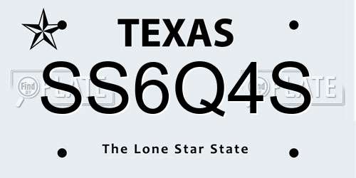 SS6Q4S Texas License Plate