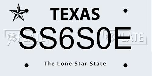 SS6S0E Texas License Plate