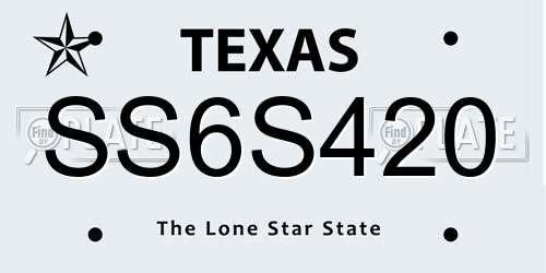 SS6S420 Texas License Plate