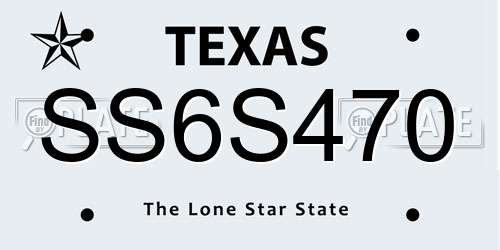 SS6S470 Texas License Plate