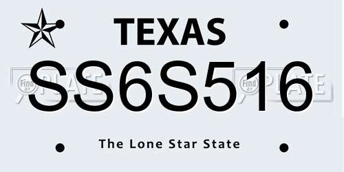 SS6S516 Texas License Plate