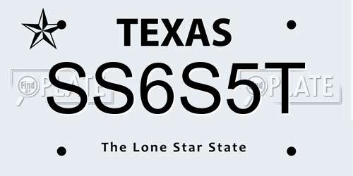SS6S5T Texas License Plate