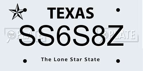 SS6S8Z Texas License Plate