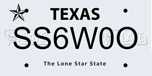 SS6W0O Texas License Plate