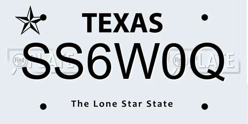 SS6W0Q Texas License Plate