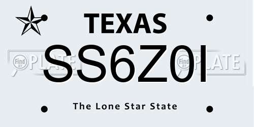 SS6Z0I Texas License Plate