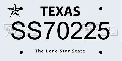 SS70225 Texas License Plate