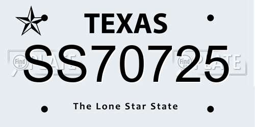 SS70725 Texas License Plate