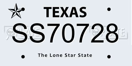 SS70728 Texas License Plate