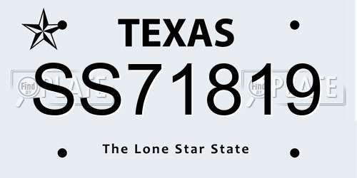 SS71819 Texas License Plate