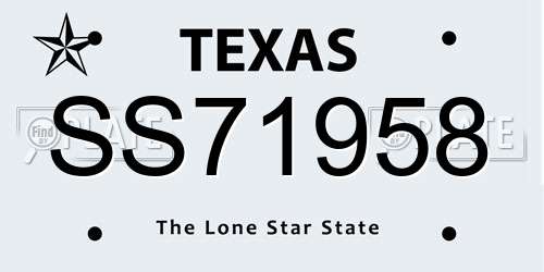 SS71958 Texas License Plate