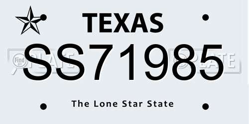 SS71985 Texas License Plate