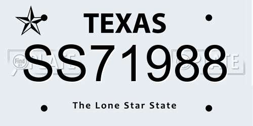 SS71988 Texas License Plate