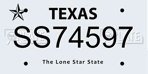 SS74597 Texas License Plate