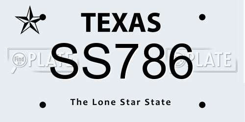 SS786 Texas License Plate