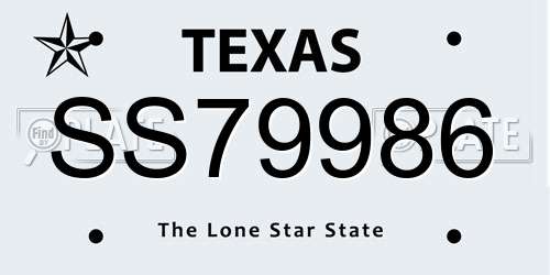 SS79986 Texas License Plate