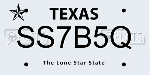SS7B5Q Texas License Plate