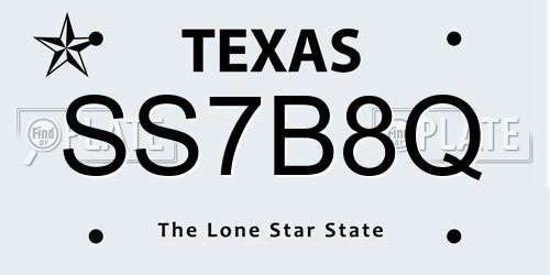 SS7B8Q Texas License Plate