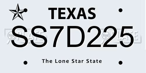 SS7D225 Texas License Plate