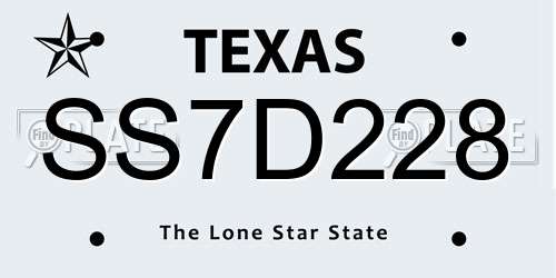SS7D228 Texas License Plate