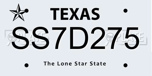SS7D275 Texas License Plate
