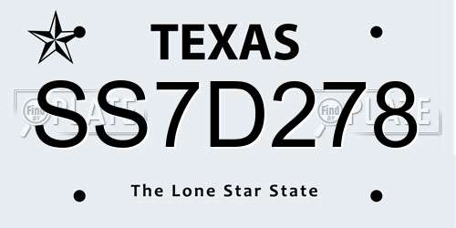 SS7D278 Texas License Plate