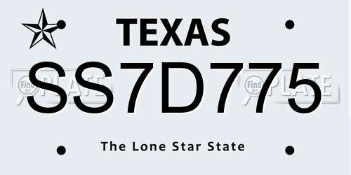 SS7D775 Texas License Plate