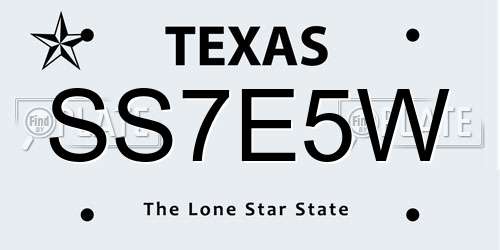 SS7E5W Texas License Plate