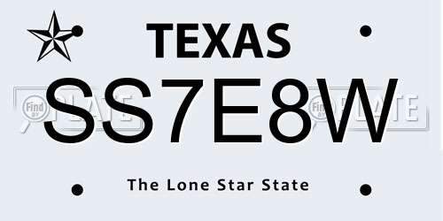 SS7E8W Texas License Plate