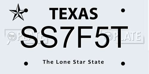 SS7F5T Texas License Plate