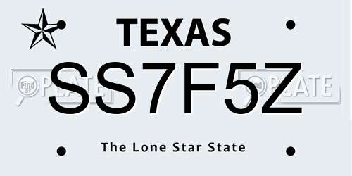 SS7F5Z Texas License Plate