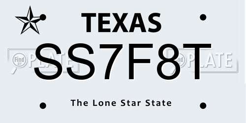 SS7F8T Texas License Plate
